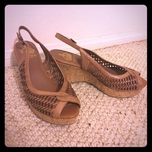 Tan wedge sandals
